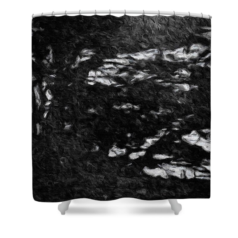Black And White Painting Shower Curtain featuring the painting Blowing in the Wind #1 by Joan Reese