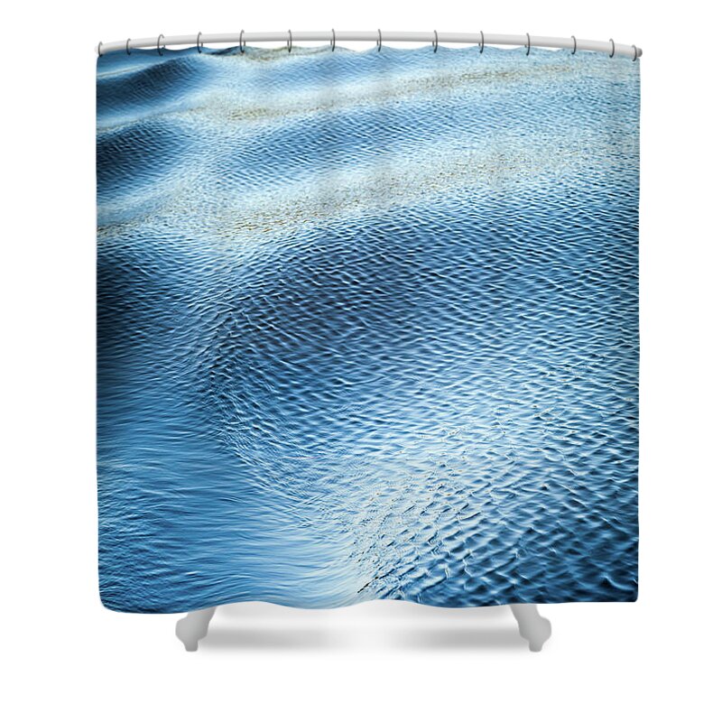 Water Abstracts Shower Curtain featuring the photograph Blue On Blue #1 by Karen Wiles