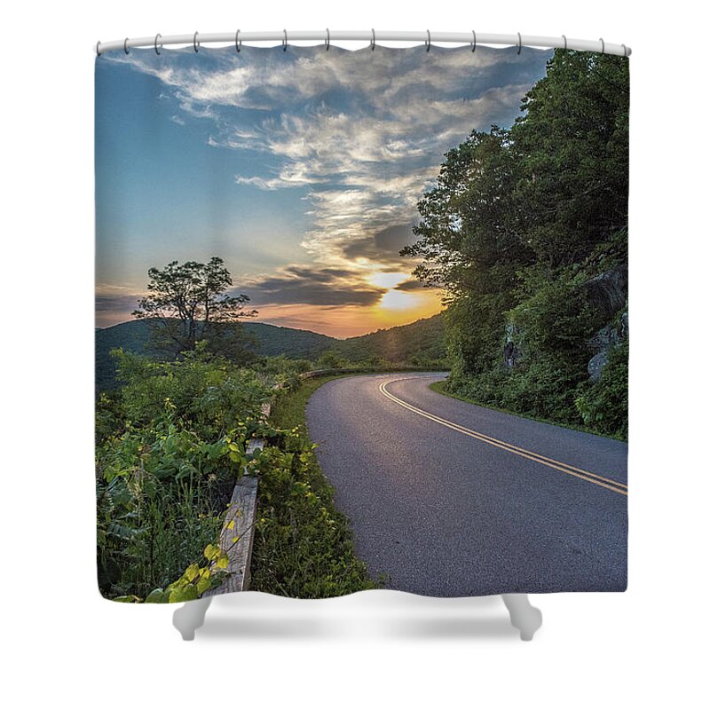 Va Mountains Shower Curtain featuring the photograph Blue Ridge Parkway Morning Sun #1 by Doug Ash