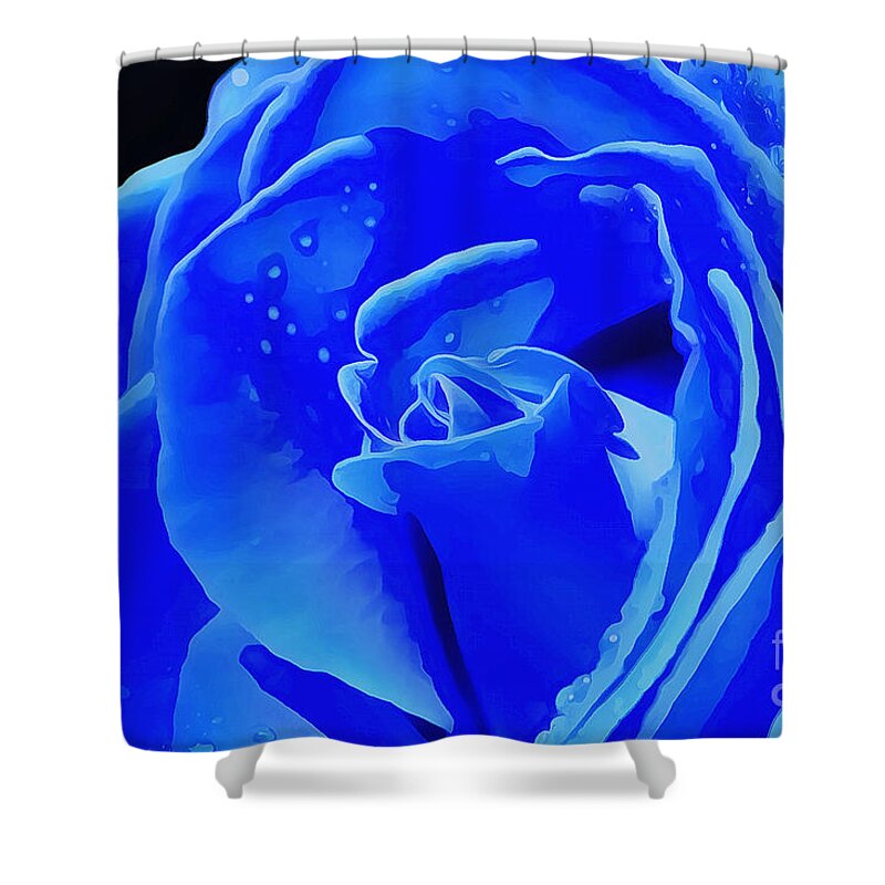 Rose Shower Curtain featuring the photograph Blue Romance #1 by Krissy Katsimbras