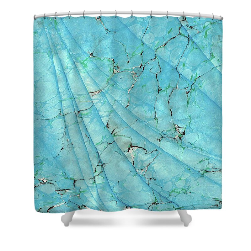 Water Marbling Shower Curtain featuring the painting Blue Wave #2 #1 by Daniela Easter