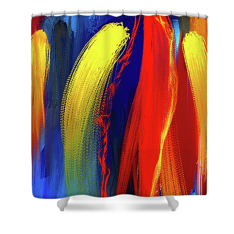 Bold Abstract Art Shower Curtain featuring the painting Be Bold - Primary Colors Abstract Art by Lourry Legarde