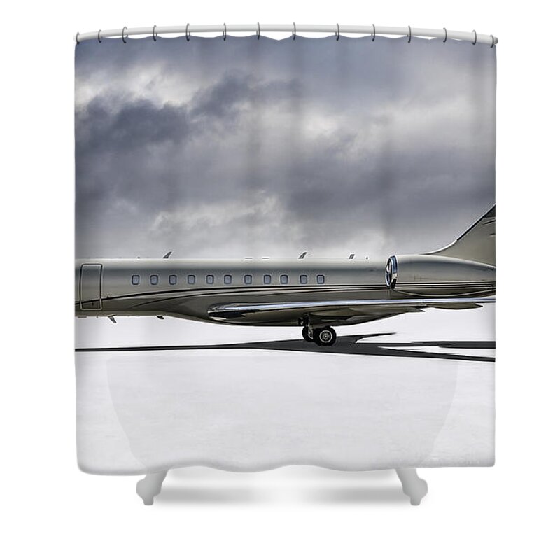 Big Bird Shower Curtain featuring the digital art Bombardier Global 5000 by Douglas Pittman