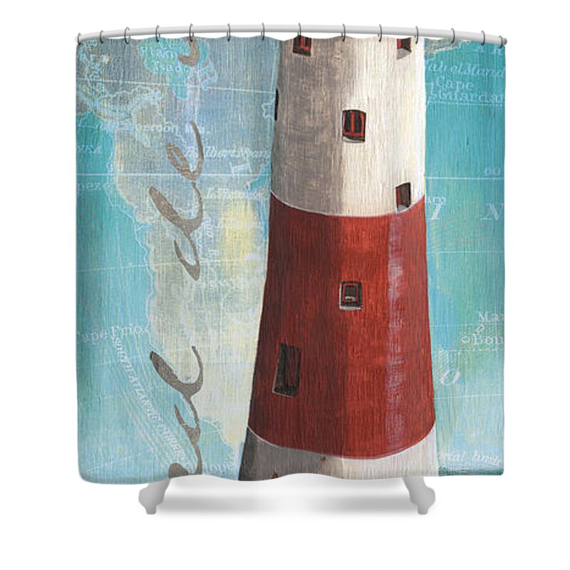 Lighthouse Shower Curtain featuring the painting Bord de Mer by Debbie DeWitt