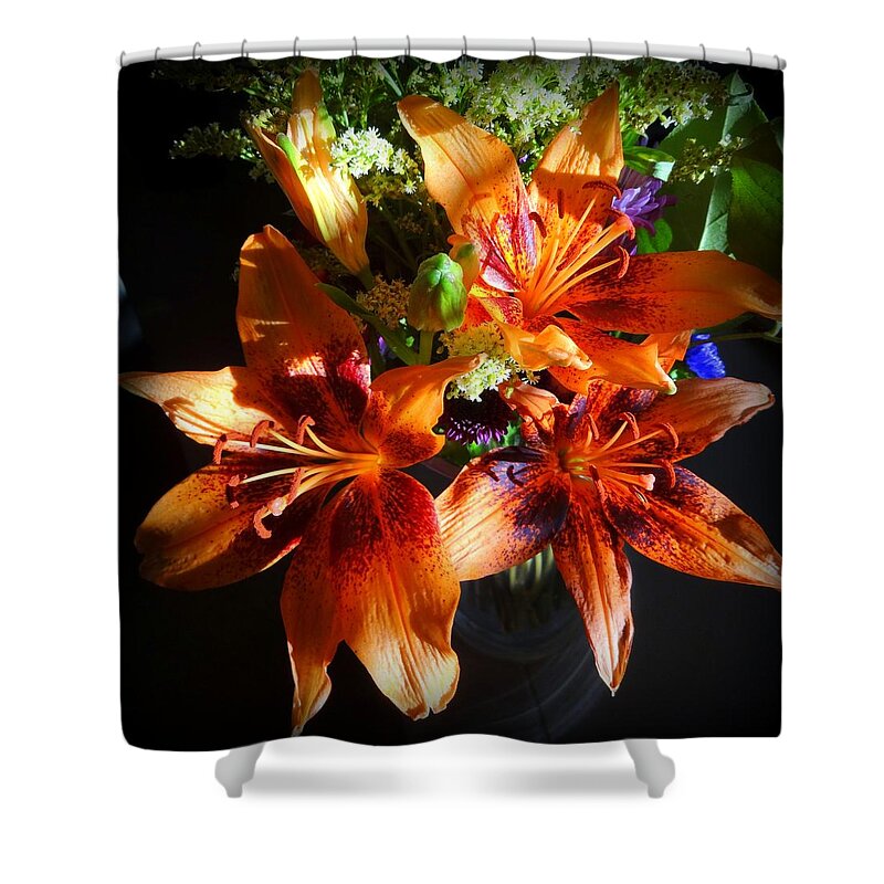 Lilies Shower Curtain featuring the photograph Bouquet #1 by Donna Spadola