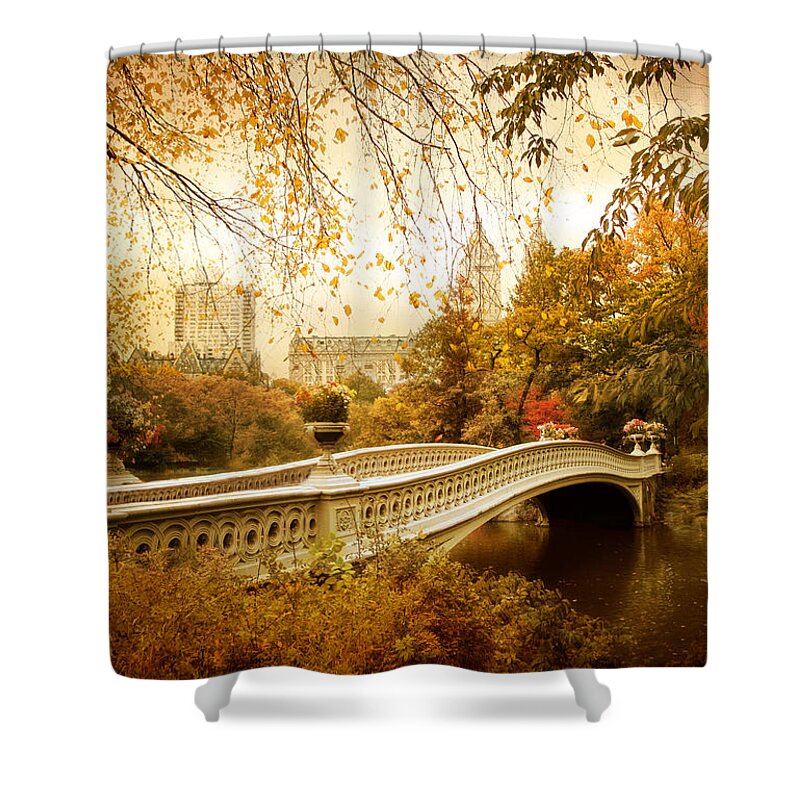 Autumn Shower Curtain featuring the photograph Bow Bridge Autumn by Jessica Jenney