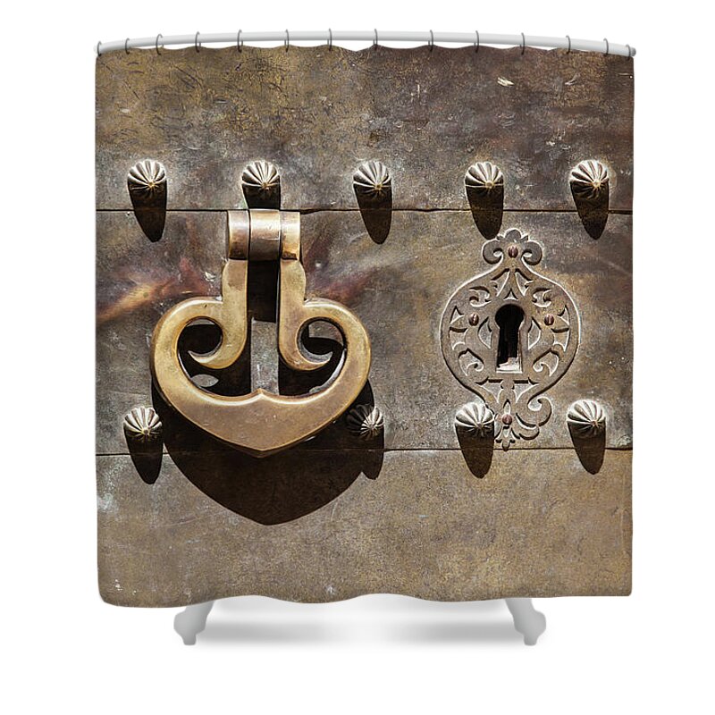 David Letts Shower Curtain featuring the photograph Brass Door Knocker by David Letts