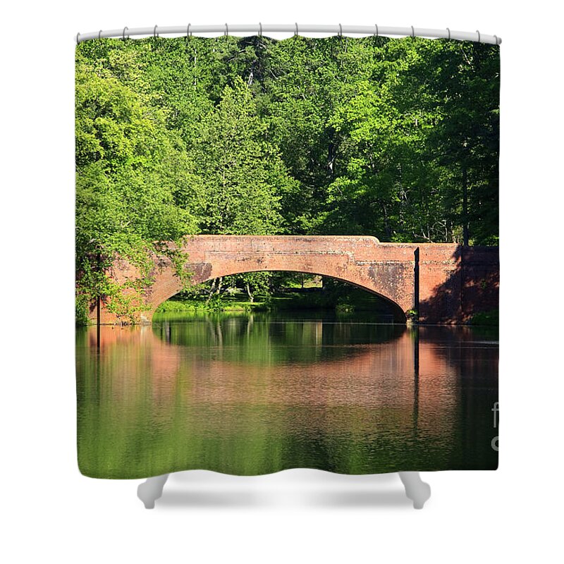 Bass Shower Curtain featuring the photograph Bridge Reflection in the Spring #1 by Jill Lang