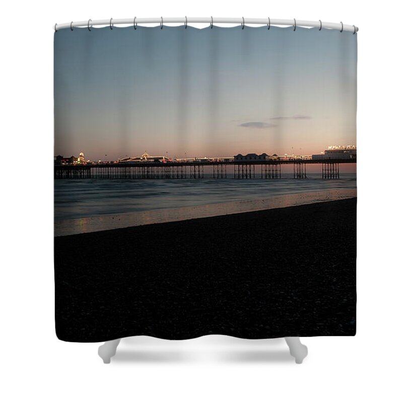 Pier Shower Curtain featuring the photograph Brighton Pier at Sunset vi by Helen Jackson