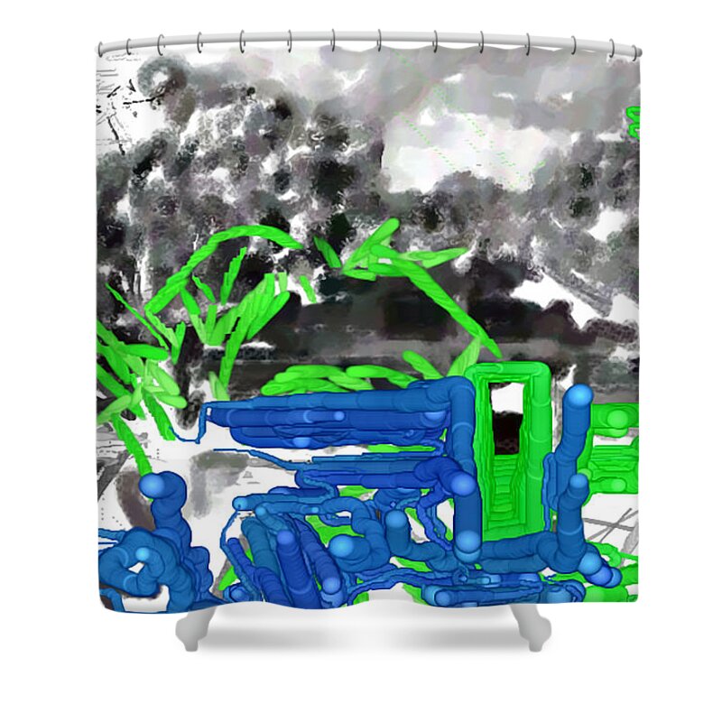 Digital Shower Curtain featuring the painting Broken Homes #1 by Richard Baron