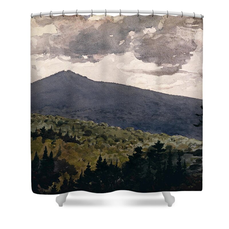 Winslow Homer Shower Curtain featuring the drawing Burnt Mountain by Winslow Homer