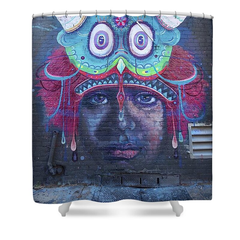 Graphic Shower Curtain featuring the photograph Bushwick Brooklyn Graffitti #5 by Joan Reese