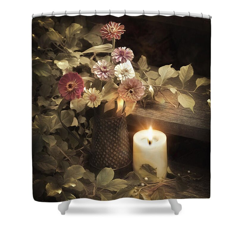 Floral Shower Curtain featuring the photograph By Candle Light #2 by Robin-Lee Vieira