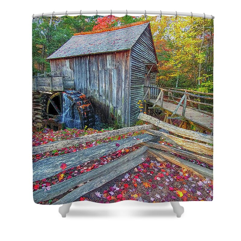 Autumn Shower Curtain featuring the photograph Cable Mill by Geraldine DeBoer