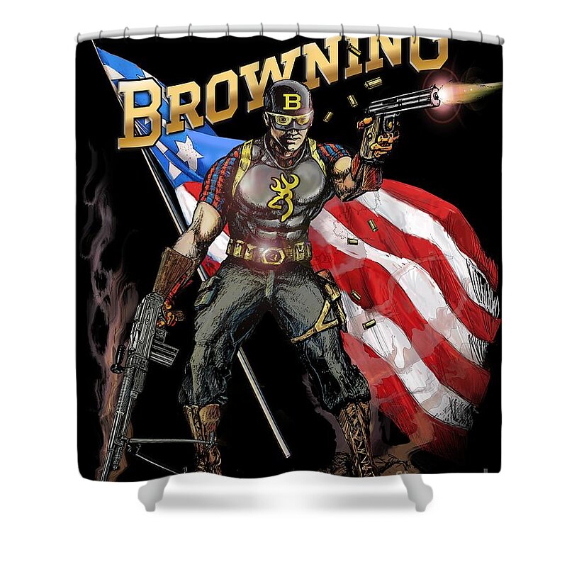 Browning Shower Curtain featuring the painting Captain Browning #2 by Robert Corsetti