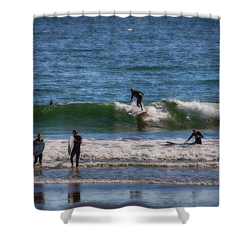 Ocean Shower Curtain featuring the photograph Catching A Wave #2 by Tricia Marchlik