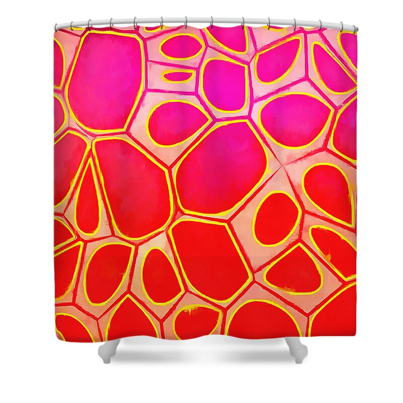 Painting Shower Curtain featuring the painting Cells Abstract Three by Edward Fielding