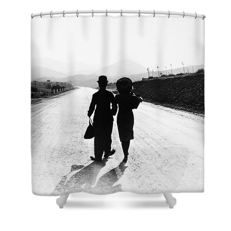 Charlie Shower Curtain featuring the photograph Modern Times 1936 by Granger