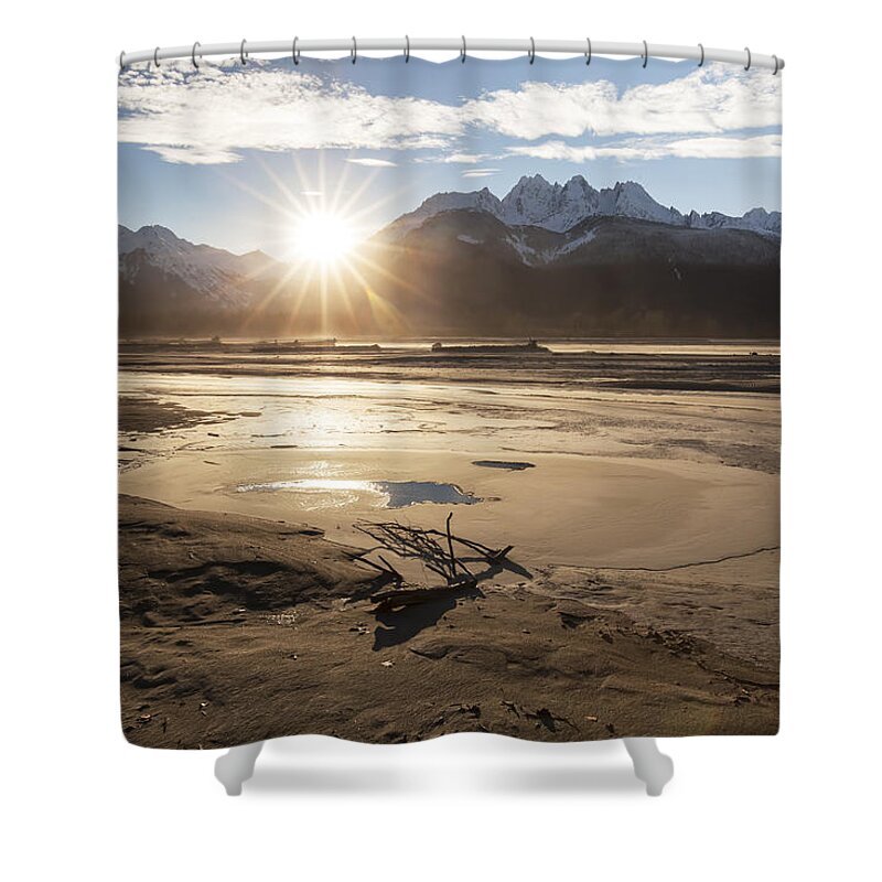 Alaska Shower Curtain featuring the photograph Chilkat River Sunset #1 by Michele Cornelius