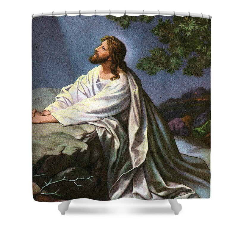 Garden Shower Curtain featuring the painting Christ in the Garden of Gethsemane by Heinrich Hofmann