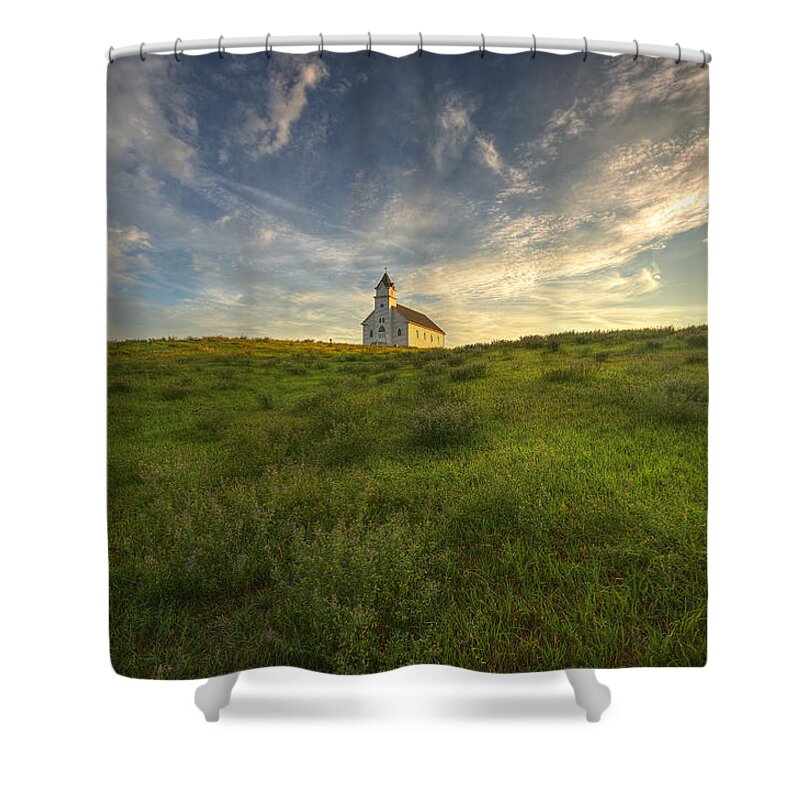 Church Shower Curtain featuring the photograph Church on the Hill #1 by Aaron J Groen