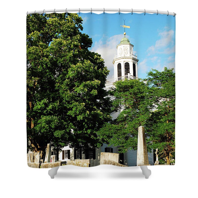 Lee Shower Curtain featuring the photograph Church on the Hill #1 by James Kirkikis