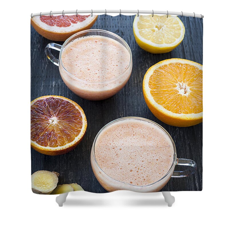 Smoothie Shower Curtain featuring the photograph Citrus smoothies 2 by Elena Elisseeva