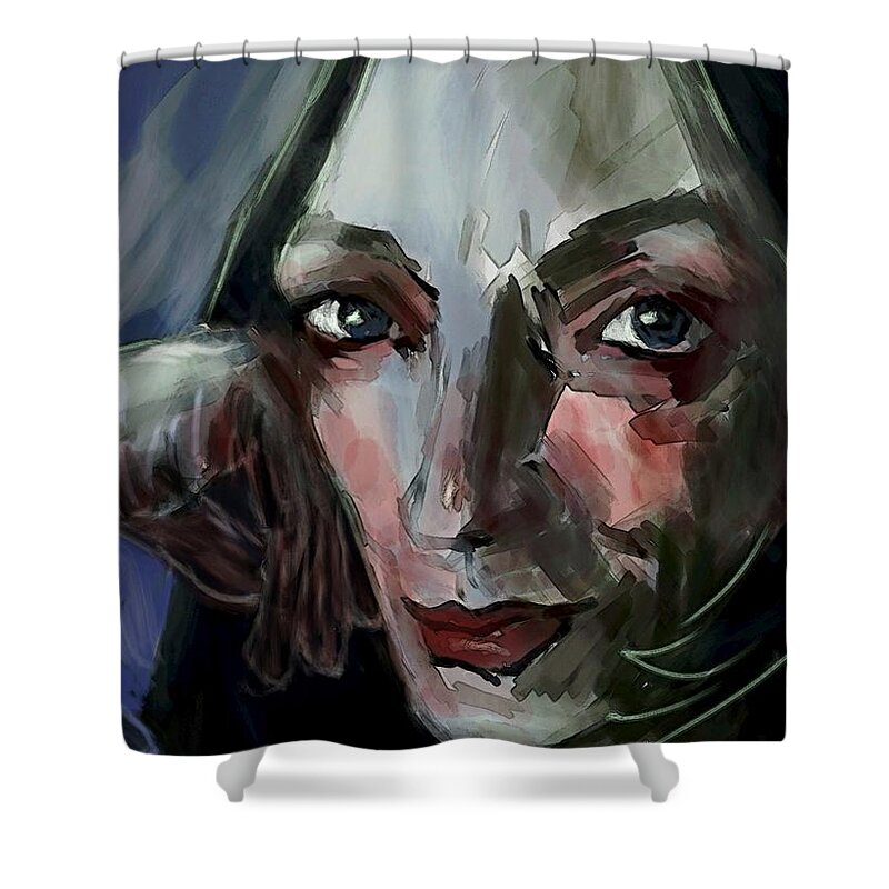 Portrait Shower Curtain featuring the digital art Claudia #1 by Jim Vance