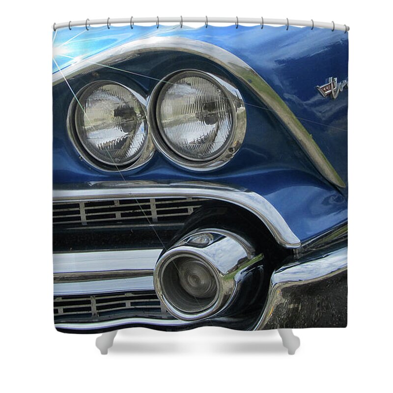1959 Dodge Chrysler Coronet Shower Curtain featuring the digital art Coronet Eyes #1 by Gary Baird