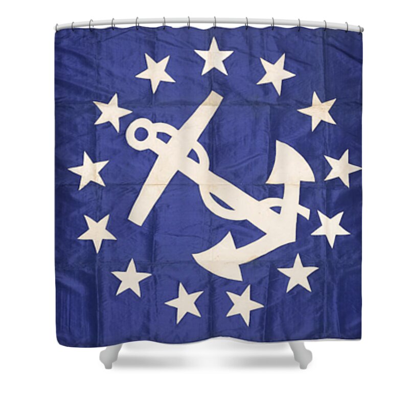Flags From J.p. Morgan's Steam Yacht(s) Corsair 3 Shower Curtain featuring the painting Corsair by MotionAge Designs