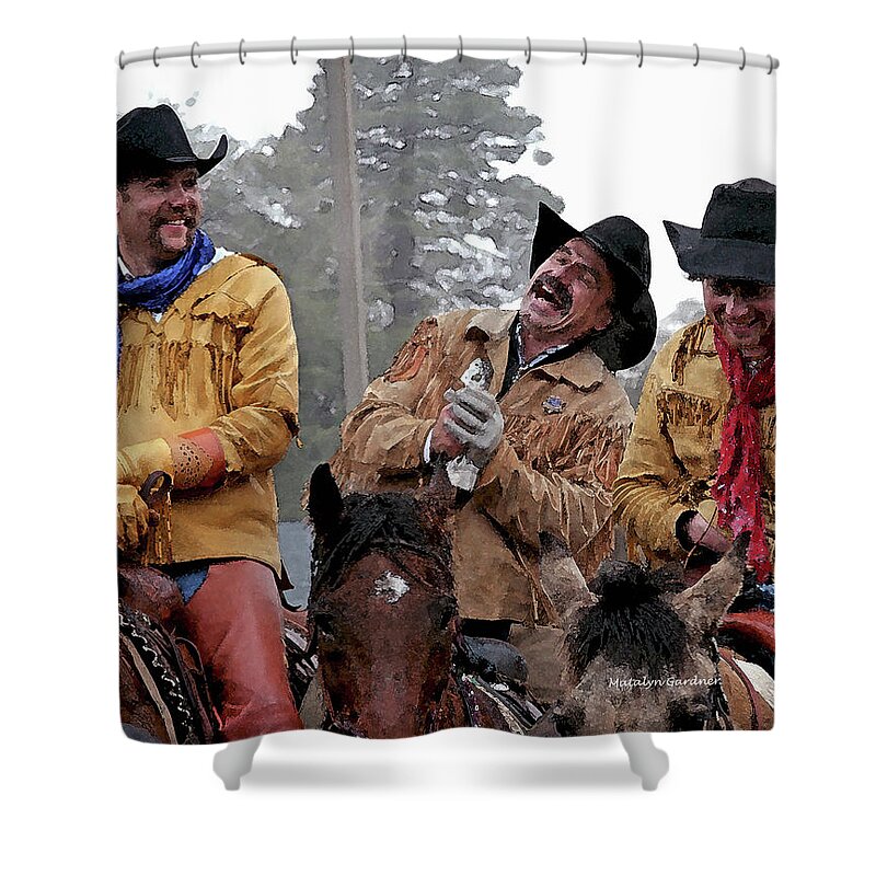 Cowboys Shower Curtain featuring the photograph Cowboy Humor by Matalyn Gardner