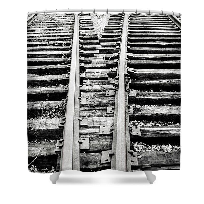 Crossing Tracks Shower Curtain featuring the photograph Crossing Tracks by Karol Livote