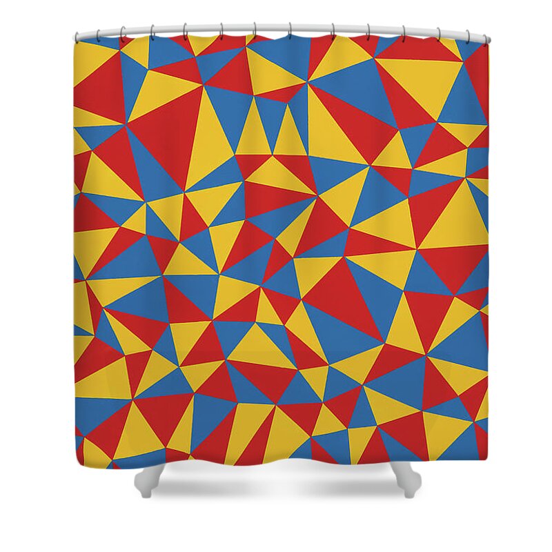 Abstract Shower Curtain featuring the painting Delaunay Triptych Panel 1 by Janet Hansen
