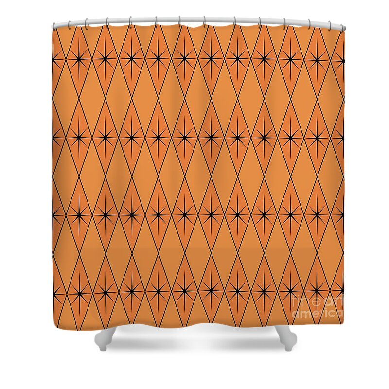 Diamonds Shower Curtain featuring the digital art Diamonds and Stars in Orange by Donna Mibus