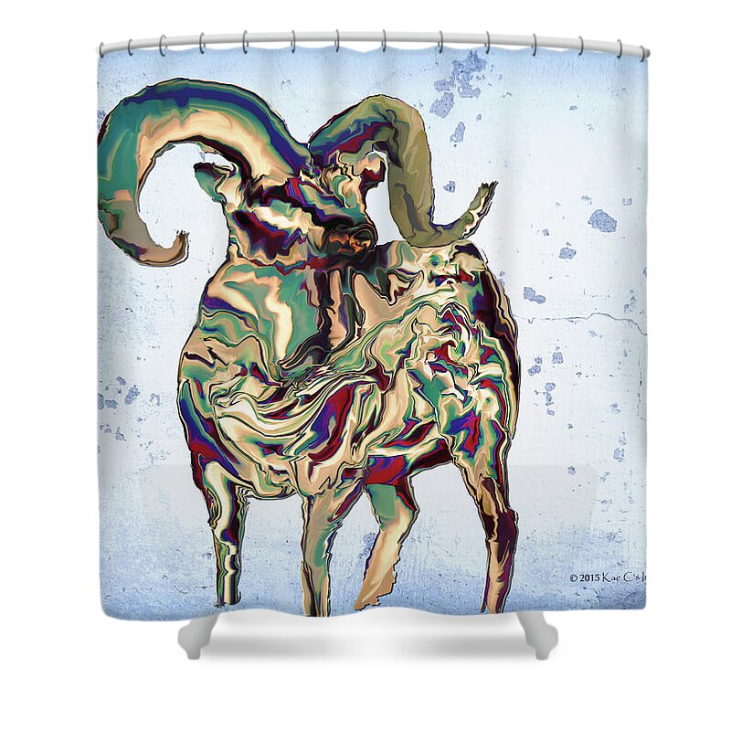 Bighorn Ram Shower Curtain featuring the digital art Montana Bighorn Ram by Kae Cheatham