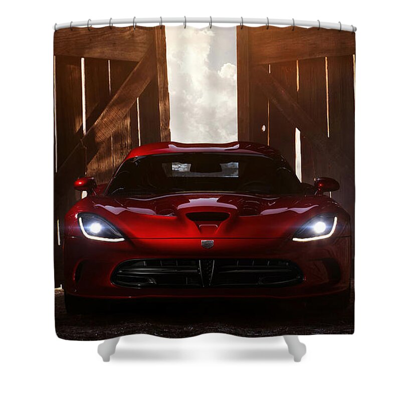 Dodge Srt Viper Gts Shower Curtain featuring the photograph Dodge SRT Viper GTS #1 by Jackie Russo