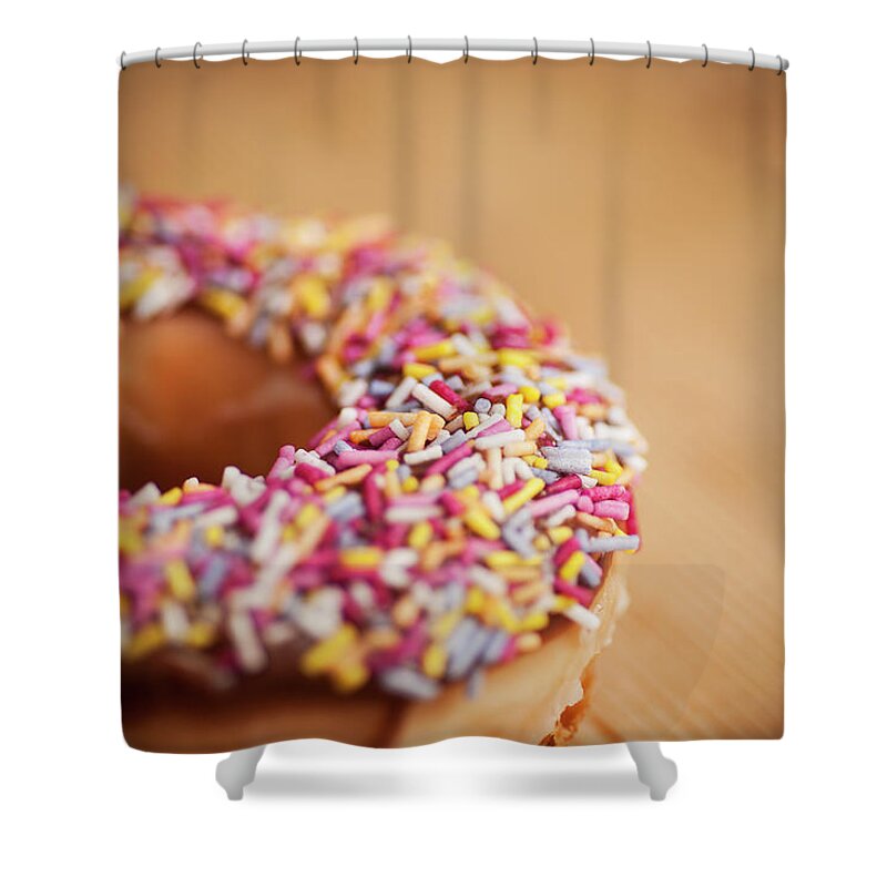 Donut Shower Curtain featuring the photograph Donut and Sprinkles by Samuel Whitton
