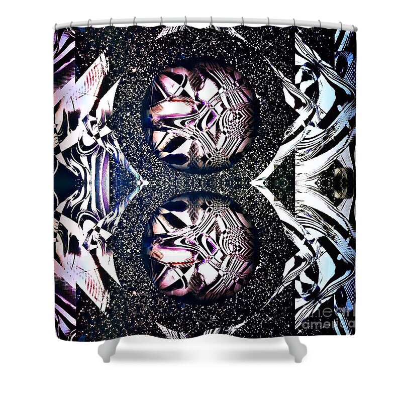 Abstract Shower Curtain featuring the digital art Double Down #1 by Gayle Price Thomas