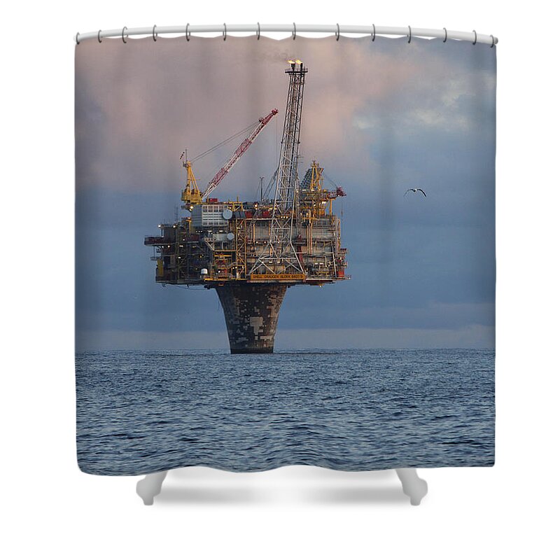 Draugen Shower Curtain featuring the photograph Draugen Platform by Charles and Melisa Morrison