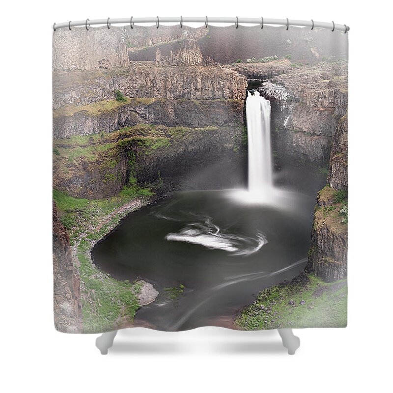 Rock Shower Curtain featuring the digital art Dreamy Falls by John Christopher