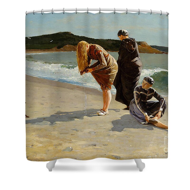 Eagle Head Shower Curtain featuring the painting Eagle Head, Manchester, Massachusetts High Tide by Winslow Homer