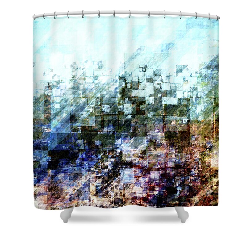 Earth Tones Shower Curtain featuring the digital art Earth Tones Geometric Abstract by Phil Perkins