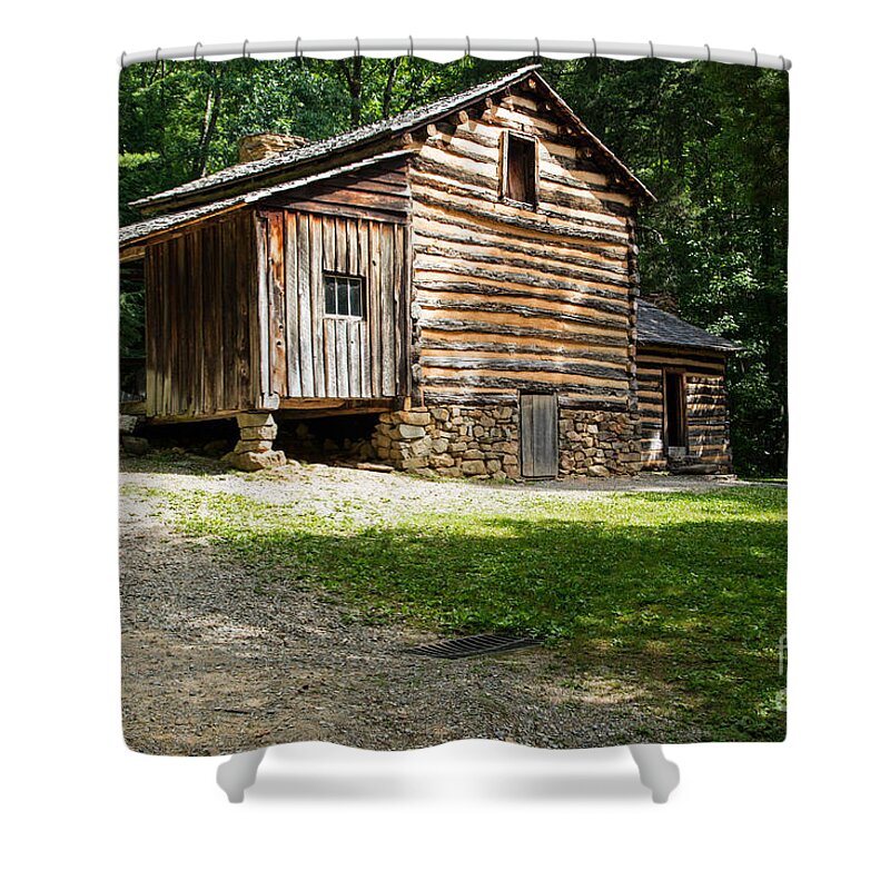 Cades Cove Shower Curtain featuring the photograph Elijah Oliver place #1 by Fred Stearns