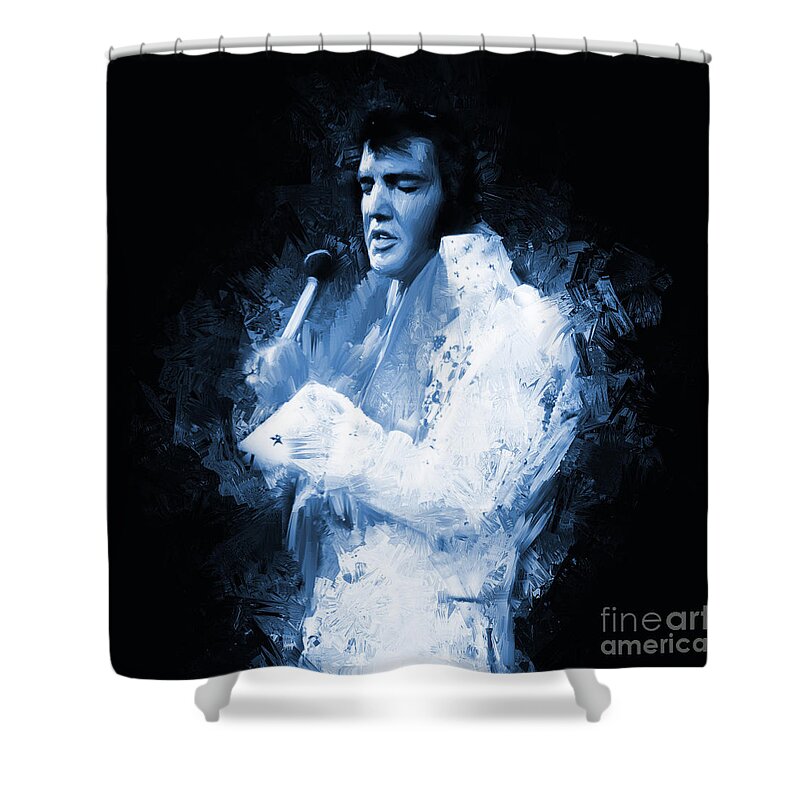 Elvis Shower Curtain featuring the painting Elvis Presley 01 by Gull G