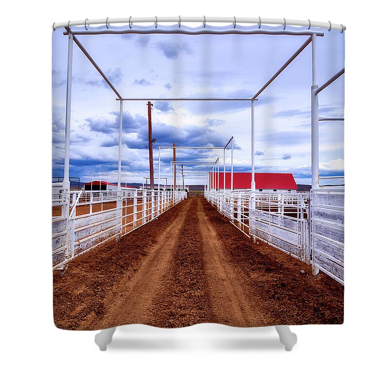 Corrals Shower Curtain featuring the photograph Empty Corrals #1 by Mountain Dreams