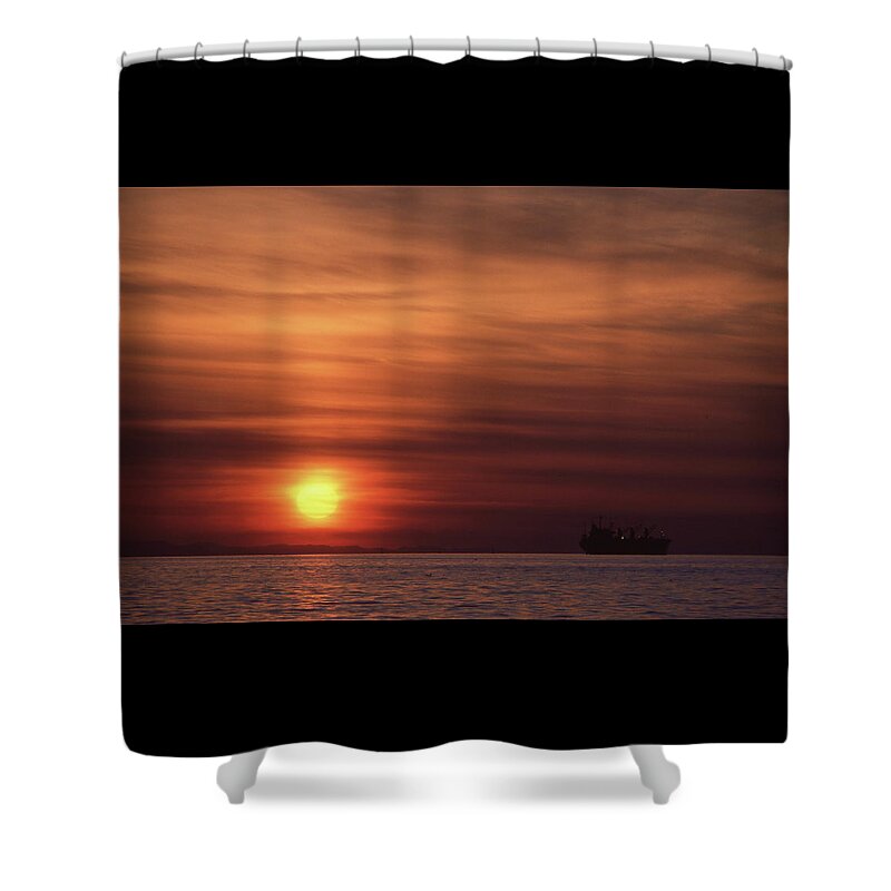 Abstract Shower Curtain featuring the photograph English Bay Sunset #1 by Lyle Crump