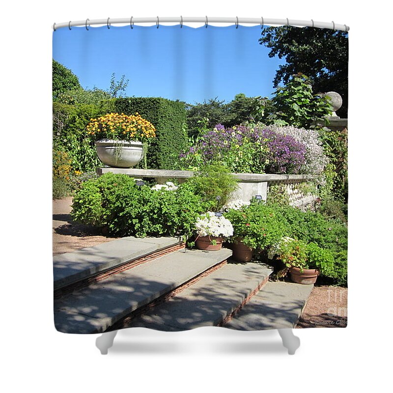 Photography Shower Curtain featuring the photograph English Walled Garden #1 by Kathie Chicoine