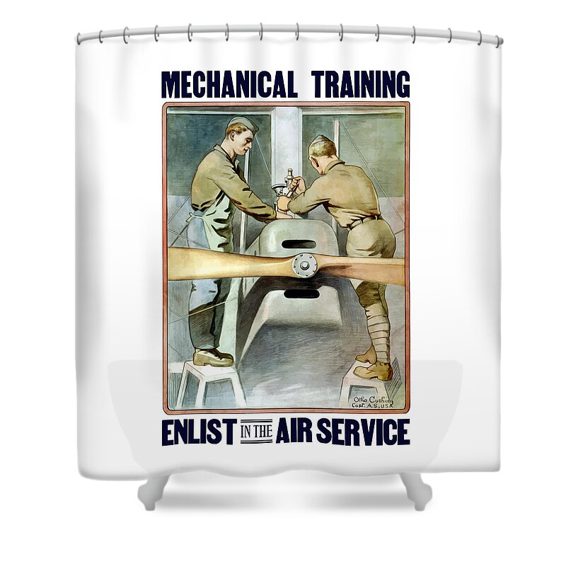 Ww1 Shower Curtain featuring the painting Mechanical Training - Enlist In The Air Service by War Is Hell Store