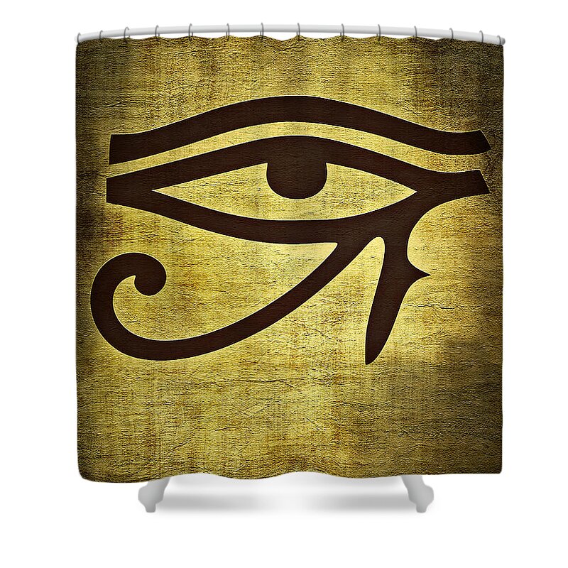 Eye Shower Curtain featuring the digital art Eye of Horus #1 by Binka Kirova