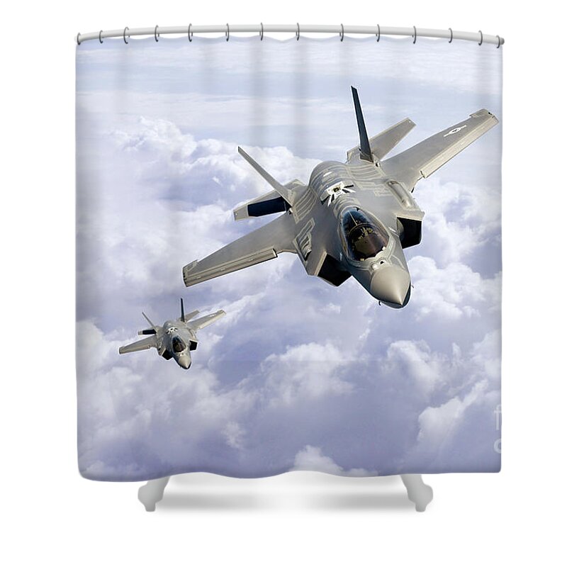 F35 Shower Curtain featuring the digital art F35 Lightning II #1 by Airpower Art